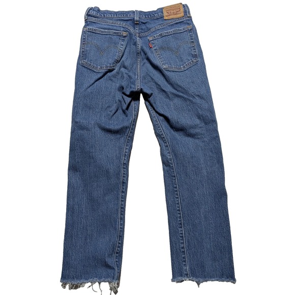 Levi's Denim - Levis 501 Button-Fly Cropped Raw Hem Straight Denim Jeans - Women‎ 28X26
